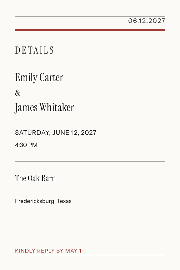 Sample details card — gazette theme, demo data