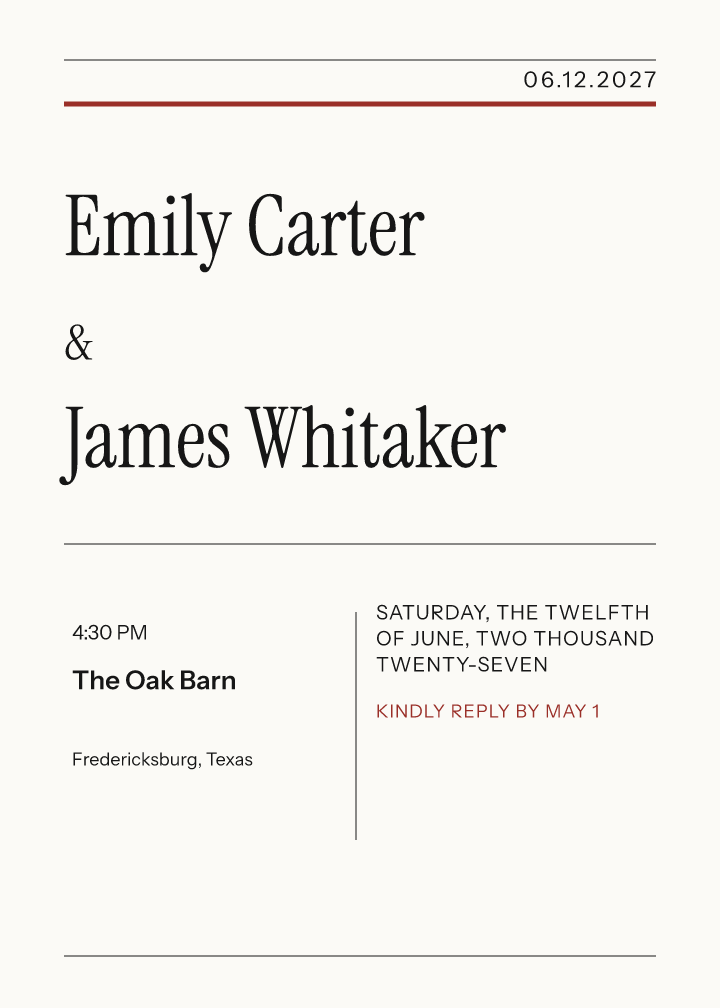 Sample invitation — gazette theme, demo data