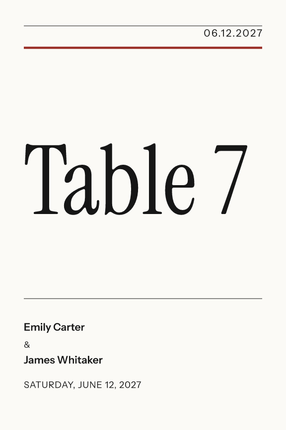 Sample table number — gazette theme, demo data