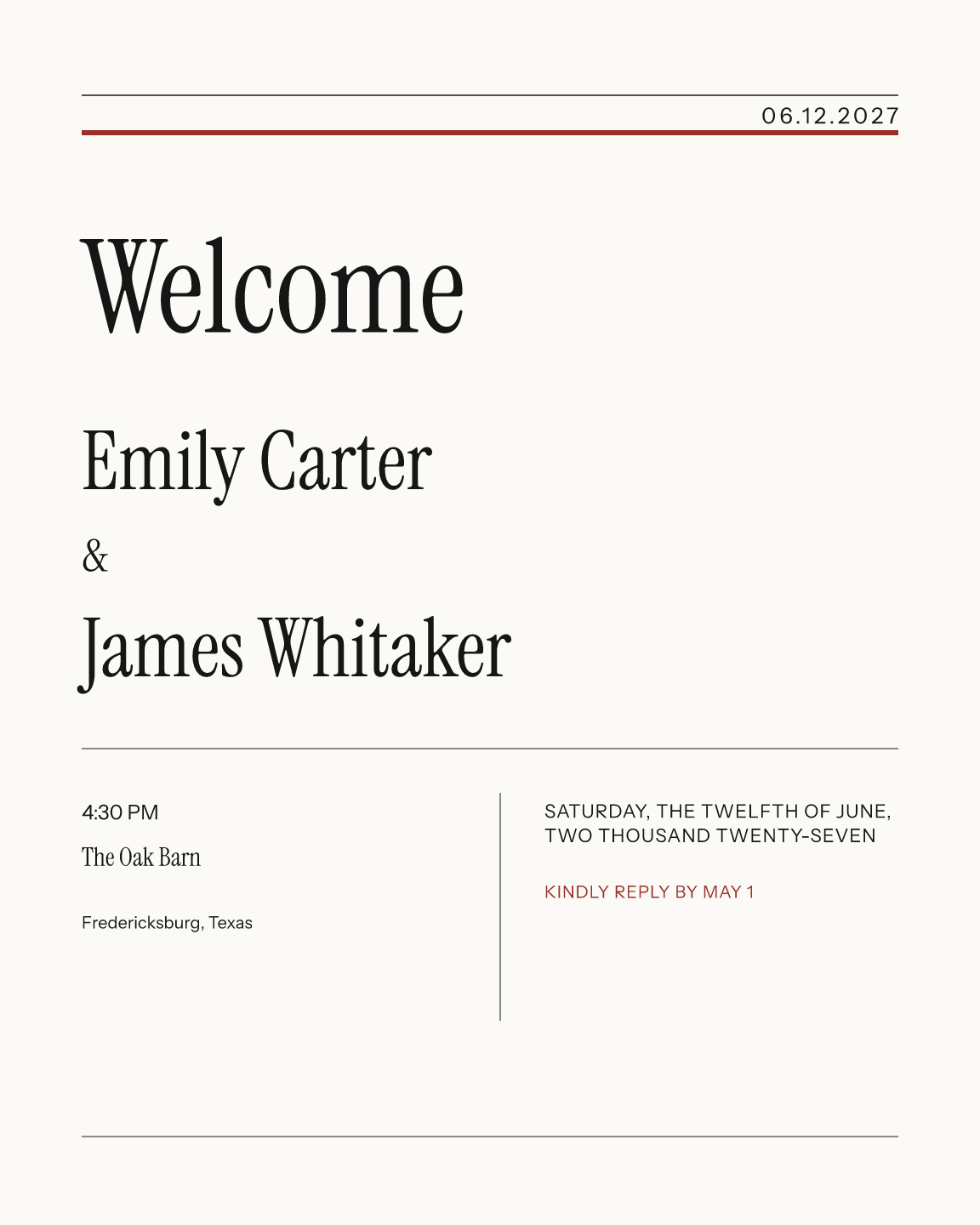Sample welcome sign — gazette theme, demo data