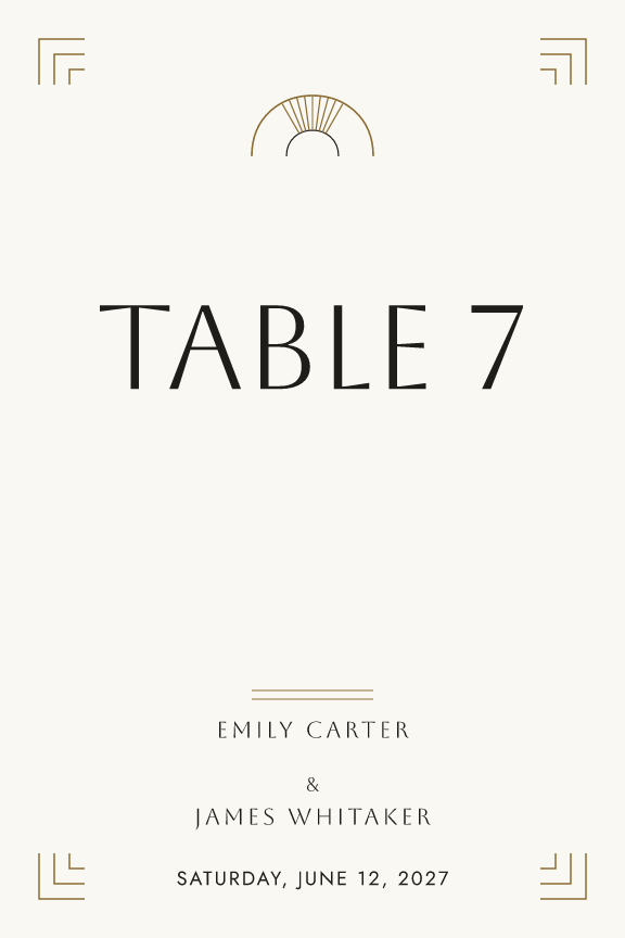 Sample table number — gilded-deco theme, demo data