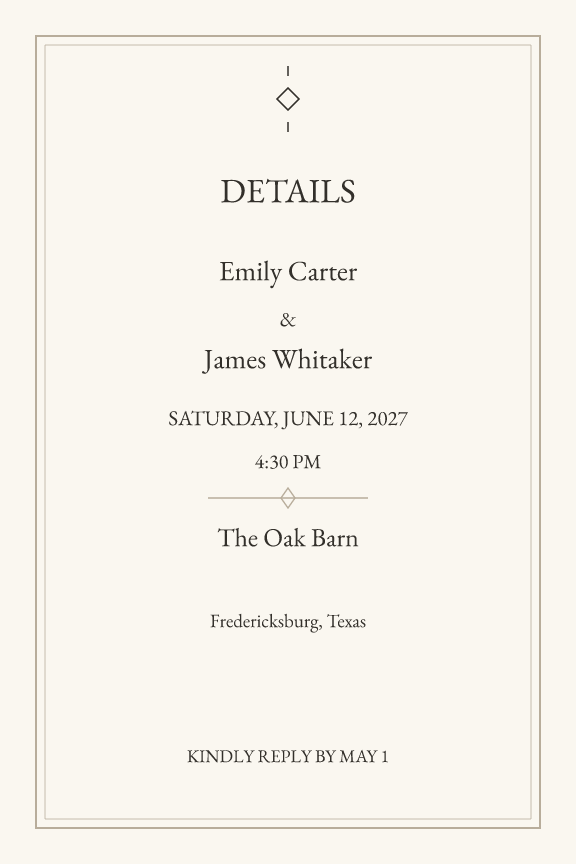 Sample details card — linen-serif theme, demo data