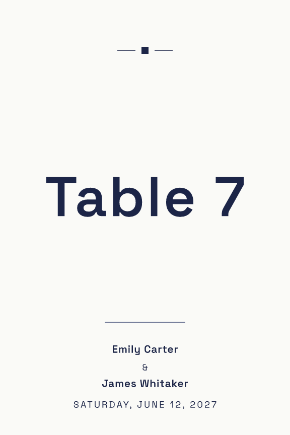 Sample table number — midnight-type theme, demo data
