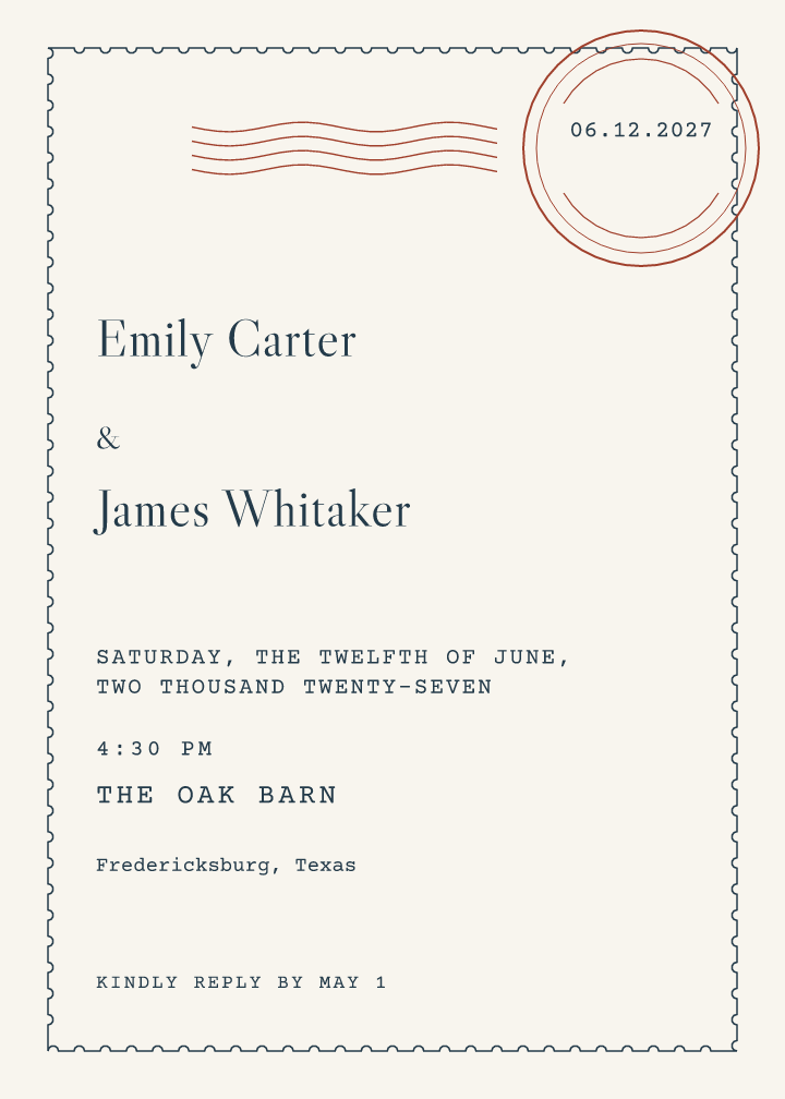 Sample invitation — postmark theme, demo data