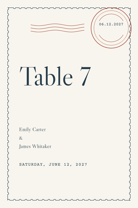Sample table number — postmark theme, demo data