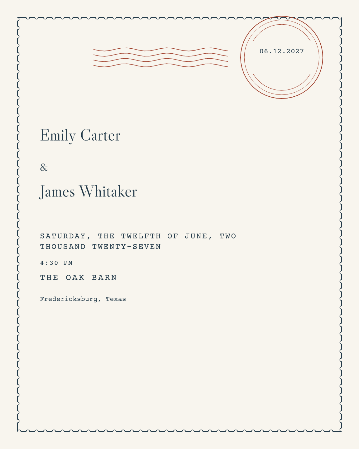 Sample welcome sign — postmark theme, demo data