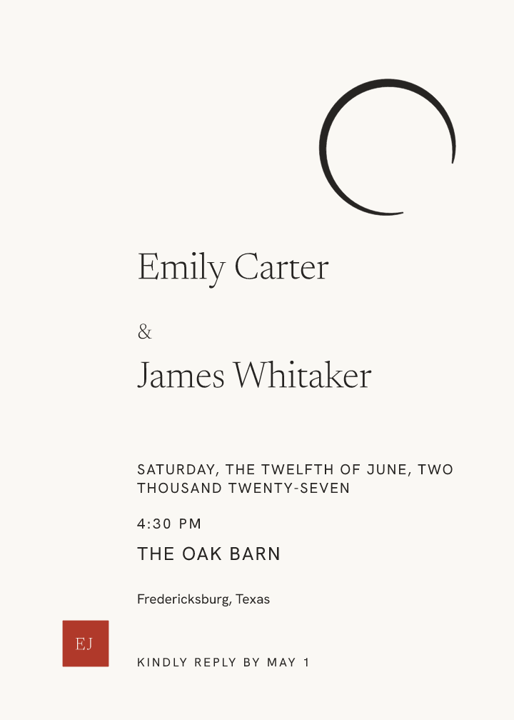 Sample invitation — still-ink theme, demo data