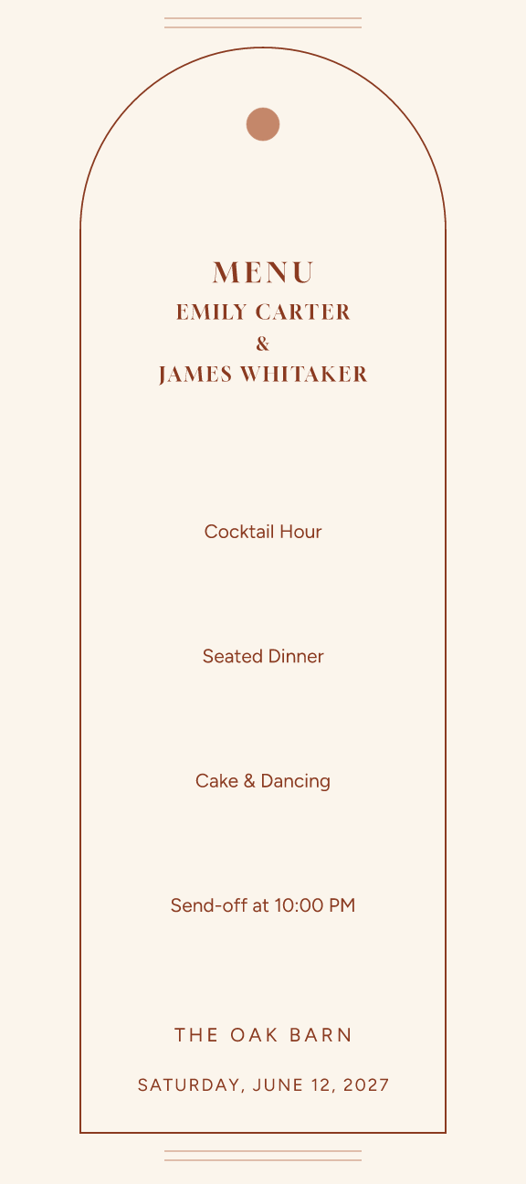 Sample menu — terrace-arch theme, demo data