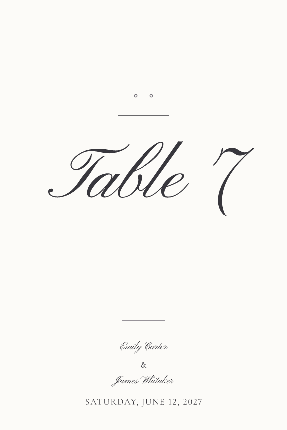 Sample table number — vellum-script theme, demo data